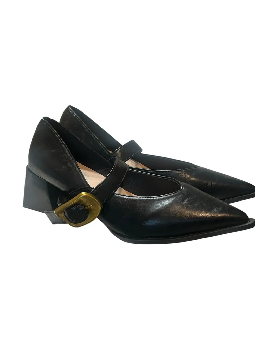New without box Black Faux Leather Pointy Mary Jane’s with Buckle -9.5 - 2” heel - Picture 4 of 8